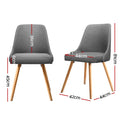 Artiss Dining Chairs Set of 4 Fabric Grey Wood