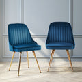 Artiss Dining Chairs Set 2 Velvet Channelled Tufted Blue
