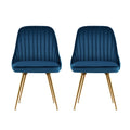 Artiss Dining Chairs Set 2 Velvet Channelled Tufted Blue