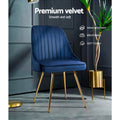 Artiss Dining Chairs Set 2 Velvet Channelled Tufted Blue