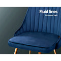 Artiss Dining Chairs Set 2 Velvet Channelled Tufted Blue