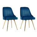 Artiss Dining Chairs Set 2 Velvet Channelled Tufted Blue