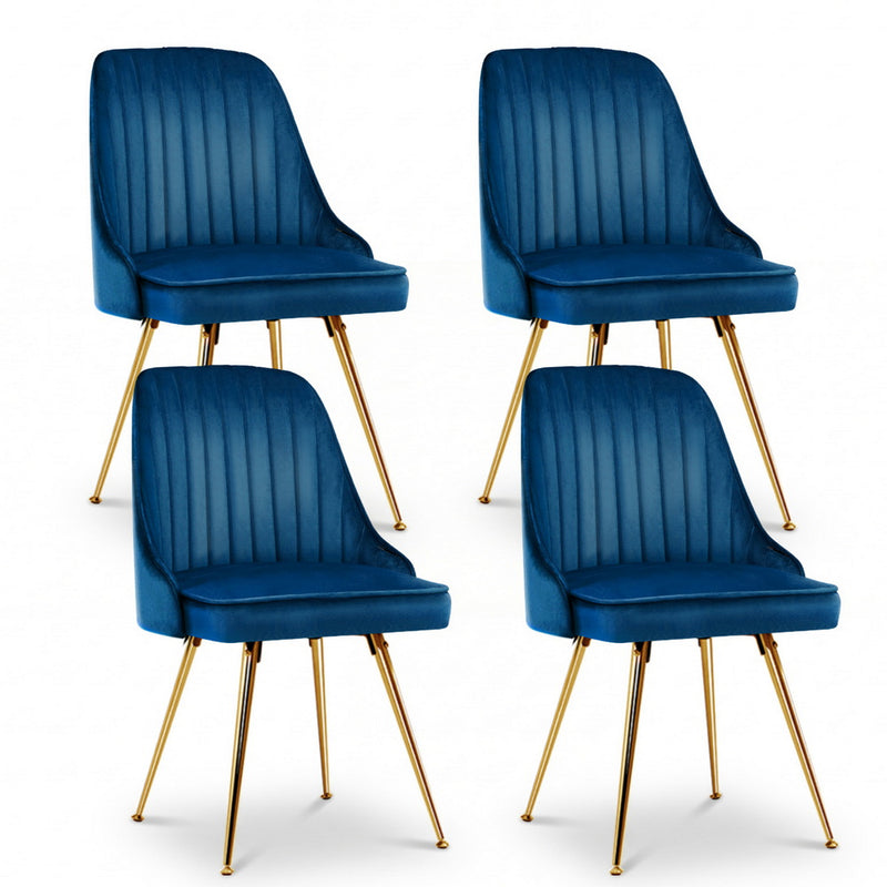 Artiss Dining Chairs Set 4 Velvet Tufted Blue