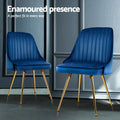 Artiss Dining Chairs Set 4 Velvet Tufted Blue