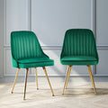 Artiss Dining Chairs Set of 2 Velvet Green Channel Tufted