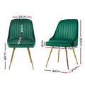Artiss Dining Chairs Set of 2 Velvet Green Channel Tufted
