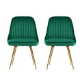 Artiss Dining Chairs Set of 2 Velvet Green Channel Tufted