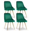 Artiss Dining Chairs Set of 4 Velvet Channel Green