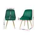 Artiss Dining Chairs Set of 4 Velvet Channel Green