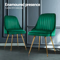 Artiss Dining Chairs Set of 4 Velvet Channel Green