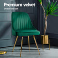 Artiss Dining Chairs Set of 4 Velvet Channel Green