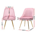 Artiss Dining Chair Set 2 Velvet Channel Tufted Pink