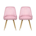 Artiss Dining Chair Set 2 Velvet Channel Tufted Pink