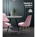 Artiss Dining Chair Set 2 Velvet Channel Tufted Pink