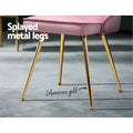 Artiss Dining Chair Set 2 Velvet Channel Tufted Pink