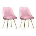 Artiss Dining Chair Set 2 Velvet Channel Tufted Pink
