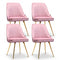 Artiss Dining Chair Set 4 Velvet Channel Tufted Pink