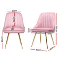 Artiss Dining Chair Set 4 Velvet Channel Tufted Pink