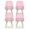 Artiss Dining Chair Set 4 Velvet Channel Tufted Pink