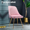Artiss Dining Chair Set 4 Velvet Channel Tufted Pink