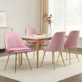 Artiss Dining Chair Set 4 Velvet Channel Tufted Pink