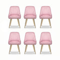 Artiss Dining Chairs Set of 6 Velvet Channel Tufted Pink