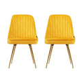 Artiss Dining Chairs Set of 2 Velvet Channel Tufted Yellow