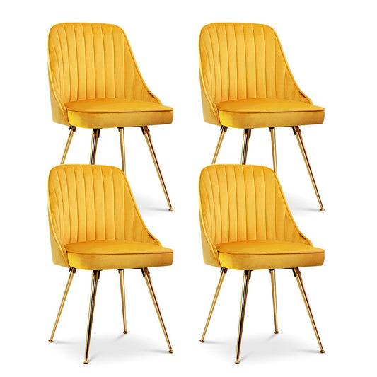 Artiss Dining Chairs Set of 4 Velvet Yellow Tufted
