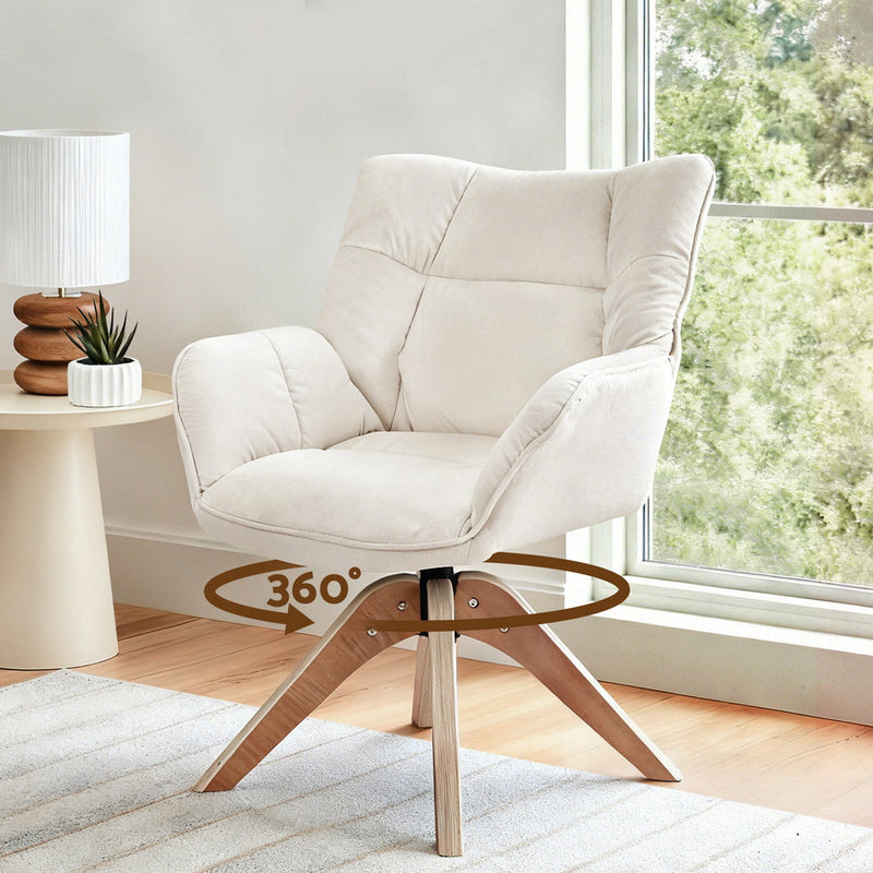 Artiss Swivel Armchair Nursing Chair Velvet White