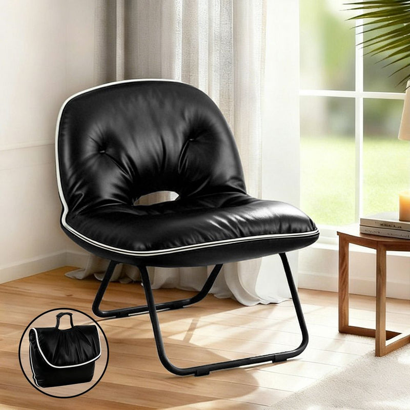 Artiss Foldable 2-In-1 Armchair Lounge Chair Portable Black