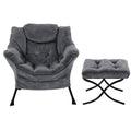 Artiss Accent Chair Armchair Ottoman Velvet Grey Footrest