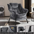 Artiss Accent Chair Armchair Ottoman Velvet Grey Footrest
