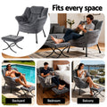Artiss Accent Chair Armchair Ottoman Velvet Grey Footrest