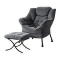 Artiss Accent Chair Armchair Ottoman Velvet Grey Footrest