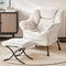 Artiss Velvet Armchair with Ottoman Footrest White
