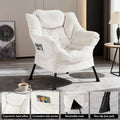 Artiss Velvet Armchair with Ottoman Footrest White