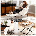 Artiss Velvet Armchair with Ottoman Footrest White