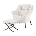 Artiss Velvet Armchair with Ottoman Footrest White