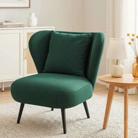 Artiss Armchair Accent Chair Corduroy Velvet Green Lounge Tub Sofa