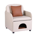 Artiss Armchair PU Leather Pet Accent Lounge Chair Cushion Beige
