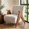 Artiss Accent Chair Upholstered Chenille White Solid Wood Armchair