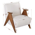 Artiss Accent Chair Upholstered Chenille White Solid Wood Armchair