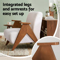 Artiss Accent Chair Upholstered Chenille White Solid Wood Armchair