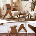 Artiss Accent Chair Upholstered Chenille White Solid Wood Armchair