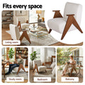 Artiss Accent Chair Upholstered Chenille White Solid Wood Armchair