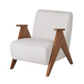 Artiss Accent Chair Upholstered Chenille White Solid Wood Armchair