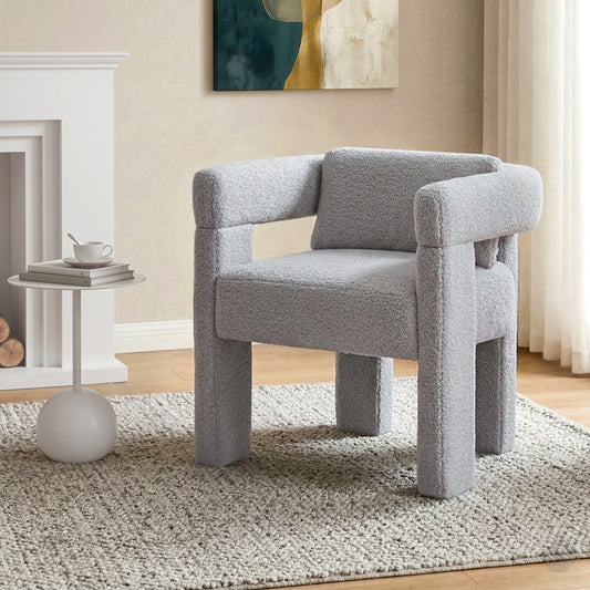 Artiss Accent Chair Boucle Fabric Grey Lounge Armchair