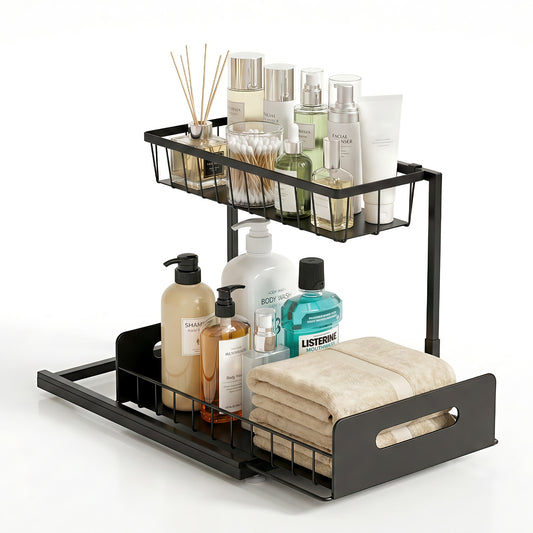 Artiss Under Sink Organizer L-Shape 1 Drawer Kitchen Cabinet Storage