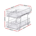 Artiss 2 Pack Clear Pull Out Cabinet Organiser 2 Tier Storage Drawers