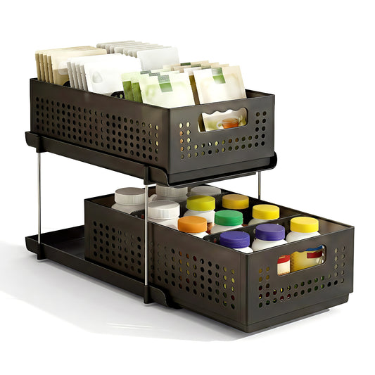Artiss Under Sink Organizer 2 Tier Pull Out Drawer Baskets